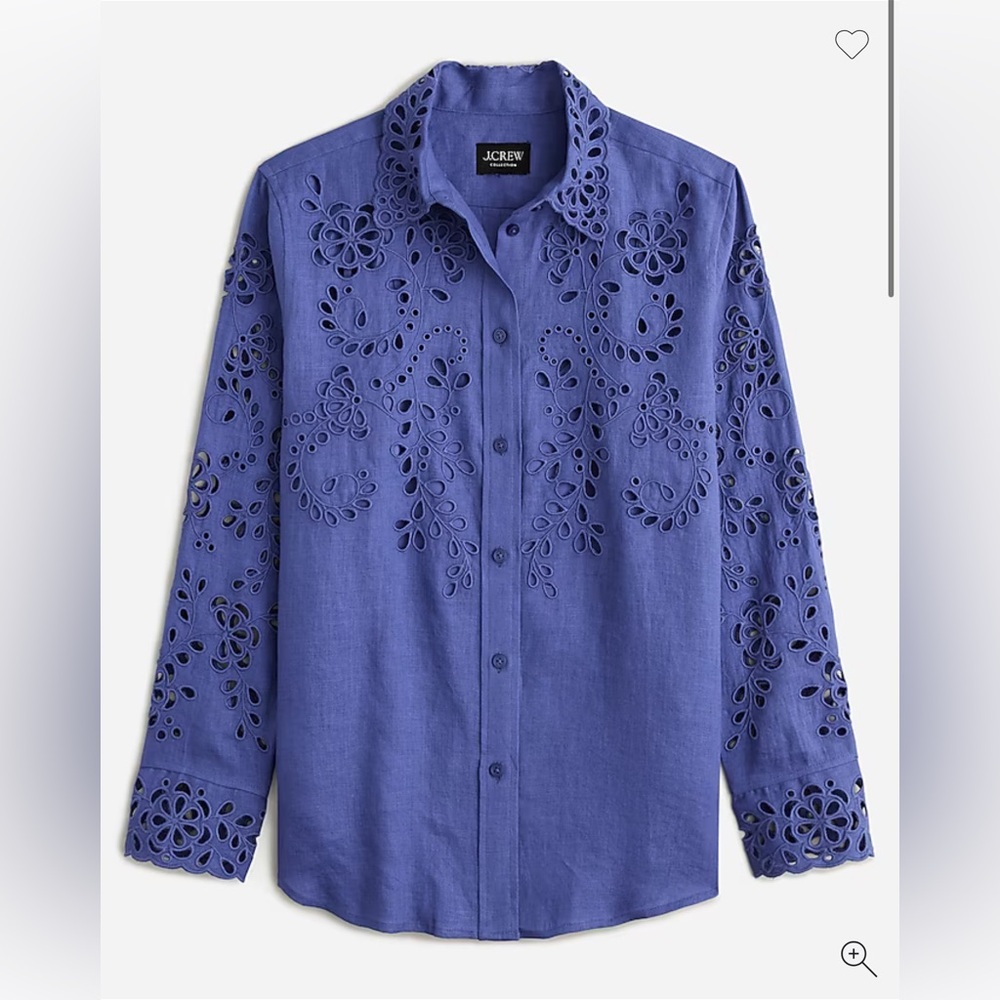Collection classic-fit eyelet shirt in linen